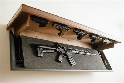 This tactical shelf works perfectly as an AR wall mount with and hidden gun safe and hidden gun shelf solution. . Hidden gun shelf plans